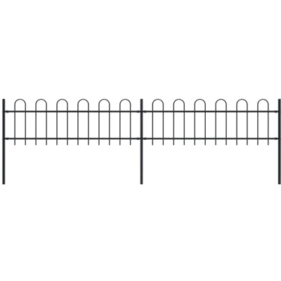 YOUTHUP Recinzione Giardino con Punta Tonda in Acciaio 3,4x0,6m Nera - Nero