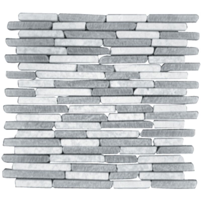 Piastrella mattonella a mosaico 30x30 cm in pietra naturale grigia a listelli per rivestimento interno ed esterno bicolore