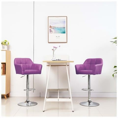 Sgabelli Da Bar 2 Pz Con Braccioli Viola In Similpelle