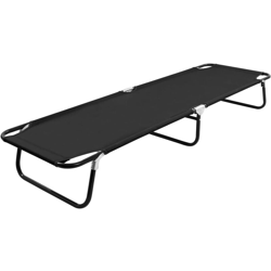 Lettino Prendisole Pieghevole in Acciaio Nero - Nero - Vidaxl precio