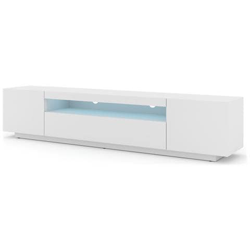 Lowboard Aura - Armadio Per Tv Da 200 Cm, Da Appendere O In Piedi, Universale, Per Tv, Credenza, Hifi (bianco Opaco Con Led) en oferta