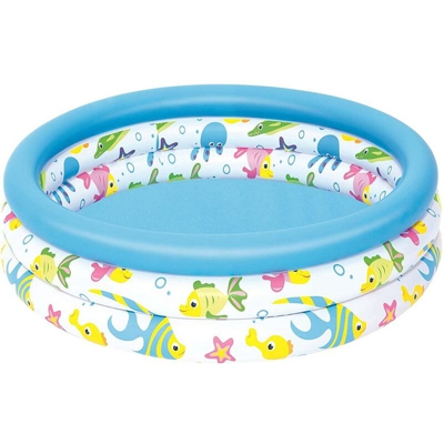 Piscina Rotonda Gonfiabile Fuoriterra Pesciolini Bambini Giardino 3 Anelli