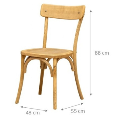 Biscottini - Sedia Thonet in massello di frassino e seduta rattan finitura Naturale L48xPR55xH88 cm