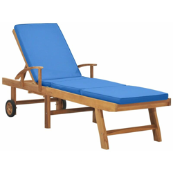 Lettino Prendisole con Cuscino in Massello di Teak Blu - Blu - Vidaxl características