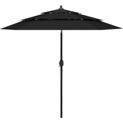 Ombrellone a 3 Livelli con Palo in Alluminio Nero 2,5 m - Vidaxl en oferta