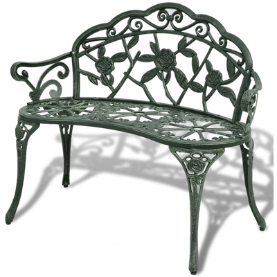 Panchina da Giardino 100 cm in Alluminio Pressofuso Verde