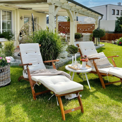 Lettino prendisole Queen Mary in legno di acacia poggiapiedi rimovibile Sedia a sdraio da giardino esterno piscina spiaggia mare - Deuba precio