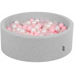 KiddyMoon 90X30cm/300 Palline ∅ 7CM Piscina Di Palline Colorate Per Bambini Tondo Fabbricato In EU, Grigio Ch:Rosa Ch/Perla/Trasparente - grigio en oferta