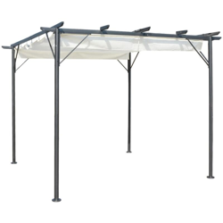 Pergola da Giardino Tetto Retrattile Bianco Crema 3x3 m Acciaio - crema - Youthup características