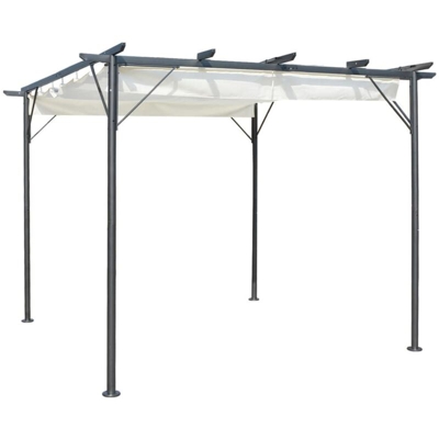 Pergola da Giardino Tetto Retrattile Bianco Crema 3x3 m Acciaio - crema - Youthup