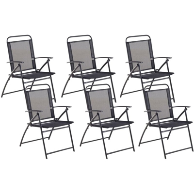Set di 6 sedie da giardino pieghevoli in acciaio nero LIVO