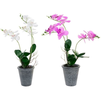 Pianta Decorativa DKD Home Decor Bianco Grigio Stoffa Gres Lilla (2 pcs)