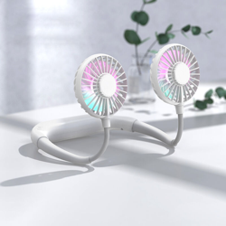 Portatile ricaricabile a LED Fan Wearable Sede design Fan personali del dispositivo di raffreddamento con doppio collo del vento ventilatore USB per en oferta