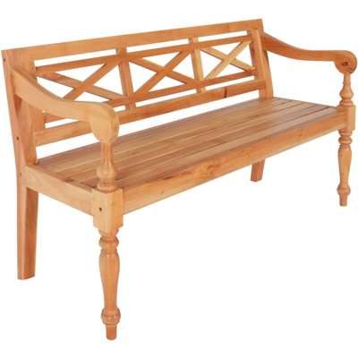 Panchina Batavia 136 cm Legno Massello di Mogano Marrone Chiaro