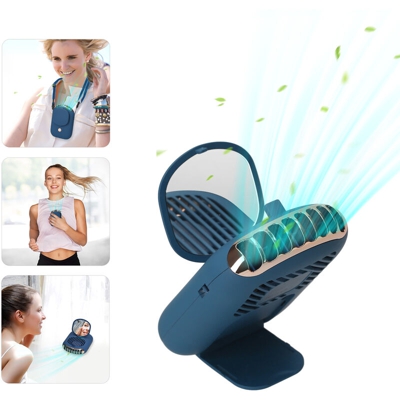 Mini ventola da appendere al collo con specchio cosmetico Ventilatore portatile senza lama a mani libere Ventilatore portatile ricaricabile Ventola