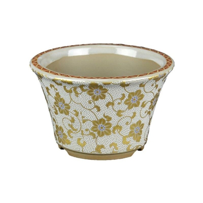 Geosism&nature S.a.s.di Barani Simone&c. - Vaso da collezione per bonsai Giapponese Kutani rotondo in gres smaltato manualmente 10,5x10,5x6,5 cm