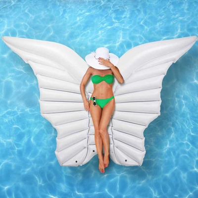 Materassino Isola Gonfiabile Ali da Angeloo PVC Mare Piscina 200x202cm Bianco