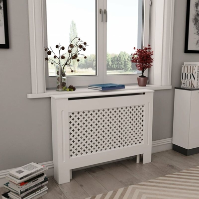 Copertura per Radiatore Bianca 112x19x81,5 cm in MDF - Bianco - Youthup