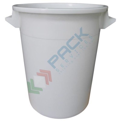 Mobil Plastic - Bidone industriale in plastica (HDPE) 75 Lt, sovrapponibile e inseribile, coperchio a pressione (escluso), colore neutro (75 Lt