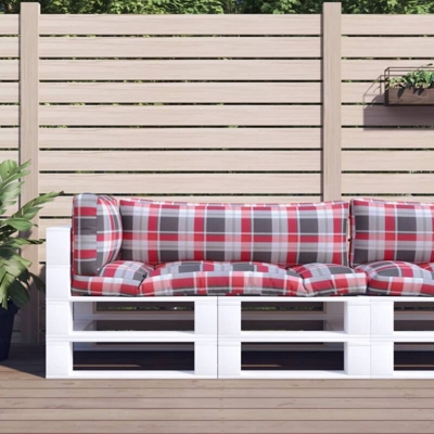 vidaXL Cuscini per Divano Pallet 3 pz Rosso Motivo a Quadri - Multicolore