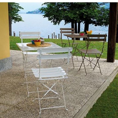 Set giardino in ferro colorato Bistrò quadro - avorio o tortora > Tortora