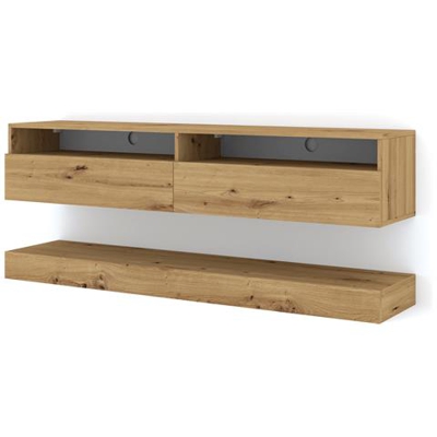 Tv Lowboard Duo 160 Cm Sospeso Bianco Opaco Senza Illuminazione (artisan Rovere)