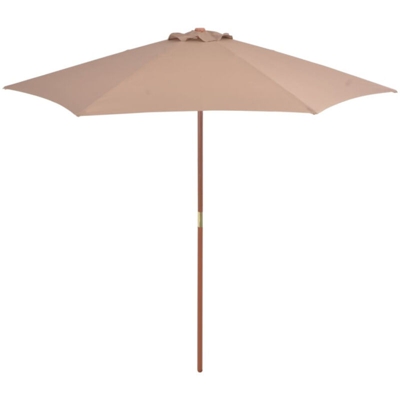 vidaXL Ombrellone da Esterni con Palo in Legno 270cm Grigio Talpa - Marrone