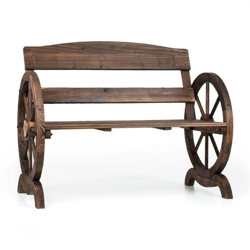 Ammergau Panca Da Giardino In Legno Ruota Carro 106x65x86cm Abete Effetto Fiammato precio