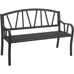 Panca panchina 2 posti da giardino HWC-F53 acciaio verniciato nero precio