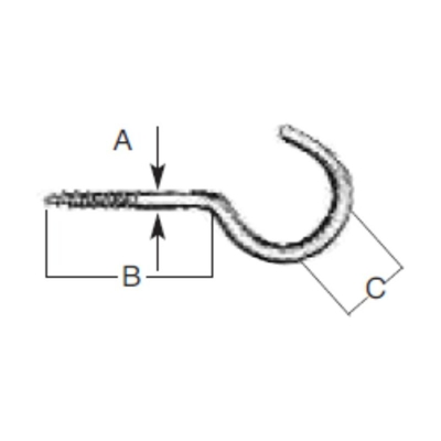 4 GANCI A VITE PER STAMPELLE OCCHIO LARGO 5X50X25mm - FERRO ZINCATO - Oreca