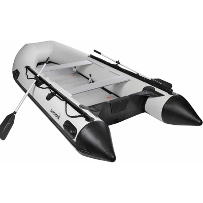 NEMAXX - Gommone professionale 380 cm per 6+1 persone, imbarcazione gonfiabile da pesca, con fondo in alluminio e 2 sedute, inclusi 2 remi e pompa ad