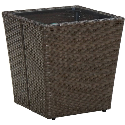Tavolino Marrone 41,5x41,5x44cm in Polyrattan e Vetro Temperato - Marrone - Vidaxl