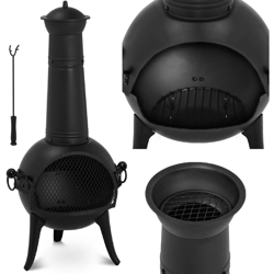 Stufa A Legna Da Esterno In Acciaio Camino Caminetto Da Giardino Braciere 112cm precio