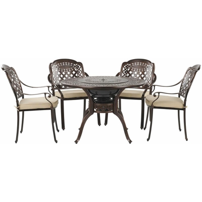 Set da giardino in alluminio marrone scuro a 4 posti con barbecue MANFRIA