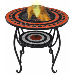 YOUTHUP Tavolo con Braciere a Mosaico Terracotta e Bianco 68cm Ceramica - Marrone precio