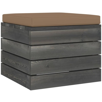 vidaXL Pouf da Giardino su Pallet con Cuscino Talpa in Legno di Pino - Grigio talpa