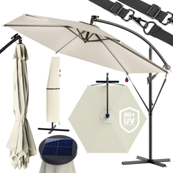 Ombrellone parasole idrorepellente alluminio 6 strisce LED solare Ø330cm crema - Kingsleeve características