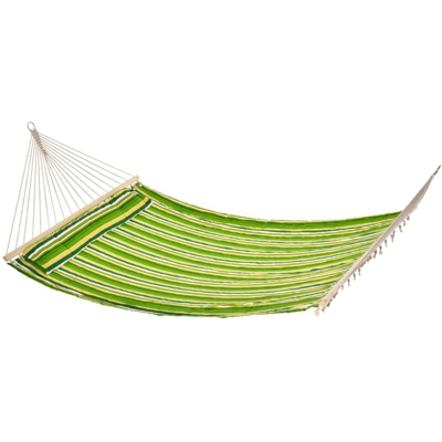 Amaca Matrimoniale in Cotone a Righe, Verde Giallo e Bianco - Outsunny