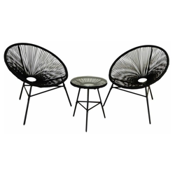 Set di mobili da giardino e terrazza Acapulco, 2 posti, tavolo, nero, rattan sintetico, sedie (80x76x85) - Kiefergarden en oferta