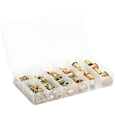 165pcs kit dado per rivetti in acciaio al carbonio placcato zinco misto M3 / 4/5/6/8/10/12 tuta in scatola