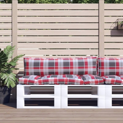 vidaXL Cuscini per Divano Pallet 2 pz Rosso Motivo a Quadri - Multicolore