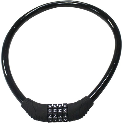 Lucchetto di sicurezza per bicicletta con lucchetto per bicicletta a combinazione, lunghezza 2 piedi, diametro 1 / 5,1 cm, nero, SG0086BK