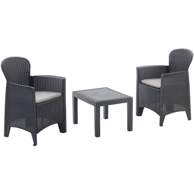 SALOTTO DA GIARDINO AKITA 3PZ ANTRACITE CON CUSCINI - Maury's