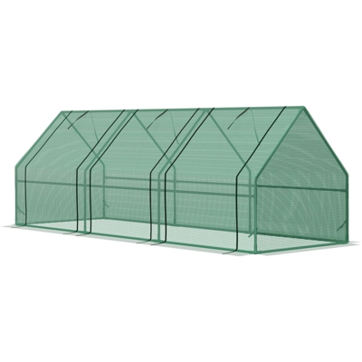 Outsunny Serra da Giardino per Piante con Telo in PE Telaio in Acciaio, 270x90x90cm, Verde