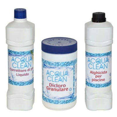 Kit di trattamento per acqua Piscina cloro granulare 60, alghicida e correttore ph +
