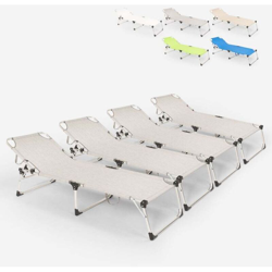 Set 4 lettini spiaggia mare giardino pieghevoli in alluminio Seychelles | Grigio en oferta