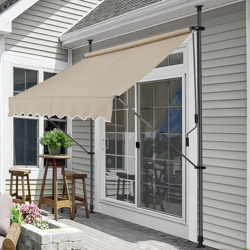Tenda da sole avvolgibile a barra quadra con gambe - 400 x 120 x 200-300 cm - Parasole - Color sabbia precio