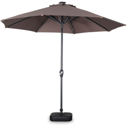 Ombrellone, modello: LED, forma rotonda, Ø2,7m - modello: Helios, colore: Talpa - Ombrellone con palo centrale, con luce integrata e manovella di en oferta