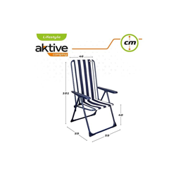 AKTIVE 62615 62615-Sedia pieghevole 5 posizioni marinaio Garden 59 x 59 x 105 cm, Tubo in acciaio + terylene, Blu/Bianco, 60 x 59 x 103 cm en oferta