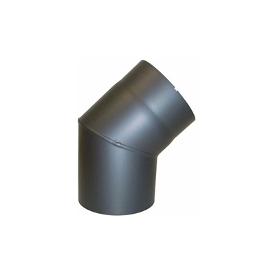 Kamino-Flam Tubo a gomito per stufa angolo 45°, tubo fumo senza sportello, forno tubo Senotherm Ø 150 mm, grigio